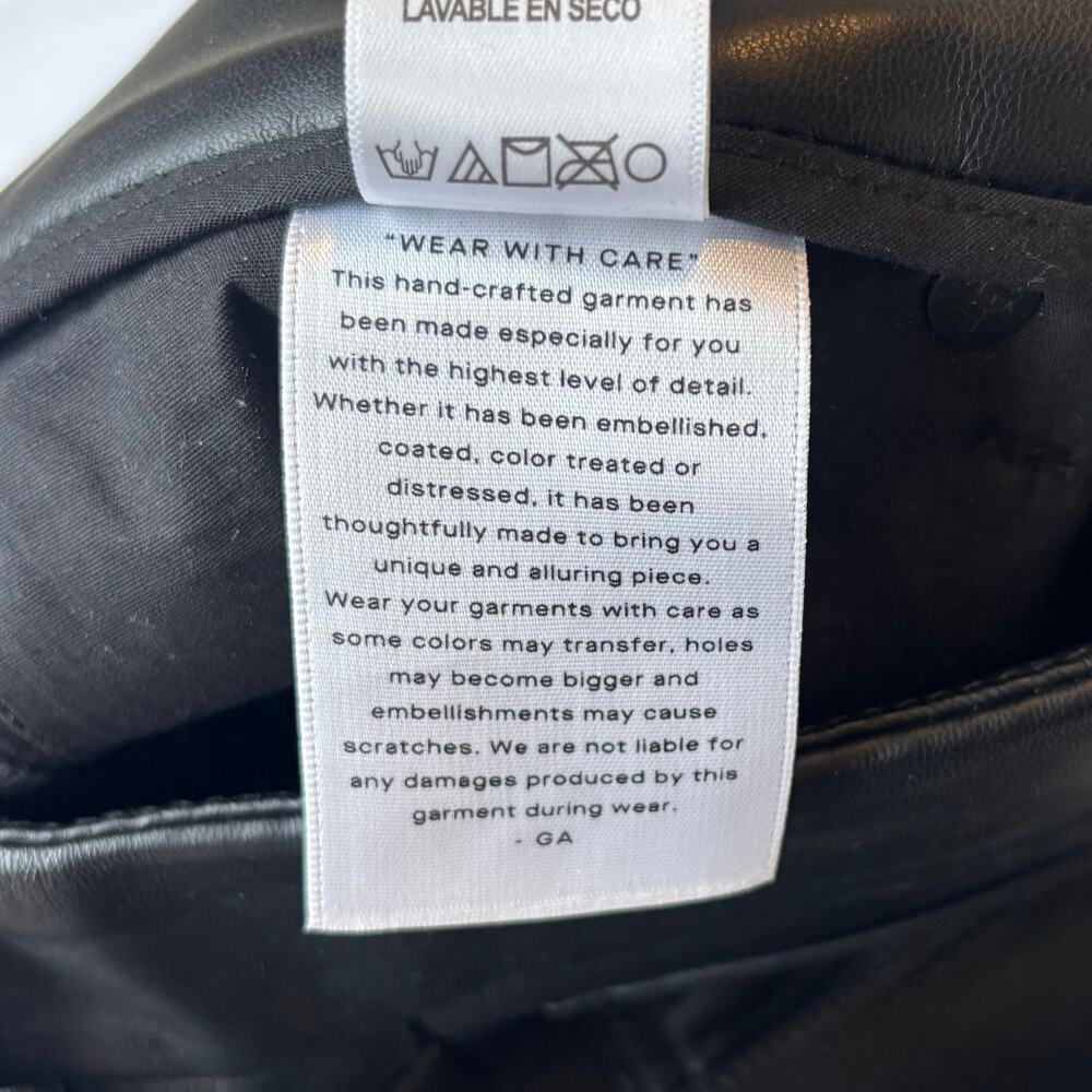 Good American Good Icon Faux Leather Pants Straight Leg Black Womens Size 27 - Picture 11 of 12